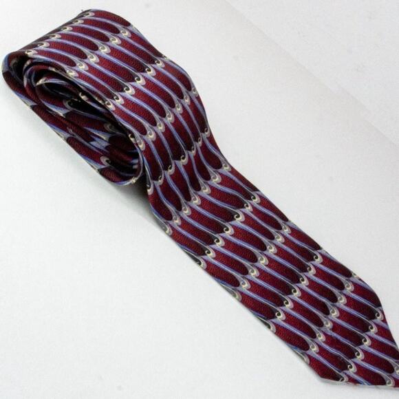 Martin Wong Handmade Vintage Silk Tie Rust Blue White - Picture 8 of 8